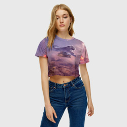 Женская футболка Crop-top 3D Хищник за танком - фото 2