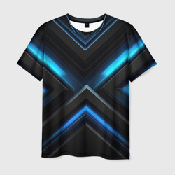 Black abstract neon blue abstract – Мужская футболка 3D с принтом купить со скидкой в -26%