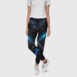 Black abstract neon blue abstract – Женские брюки 3D с принтом купить