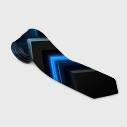 Black abstract neon blue abstract – Галстук 3D с принтом купить