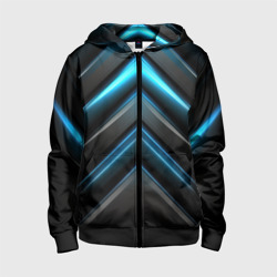 Детская толстовка 3D на молнии Black abstract  neon  blue  abstract