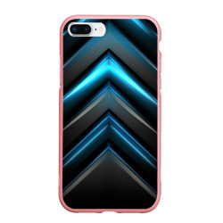 Чехол для iPhone 7Plus/8 Plus матовый Black abstract  neon  blue  abstract