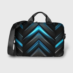 Сумка для ноутбука 3D Black abstract  neon  blue  abstract