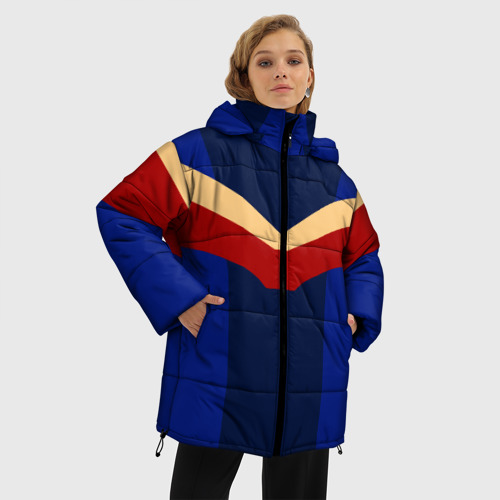 Женская зимняя куртка 3D с принтом Спортивные девяностые, фото на моделе #1
