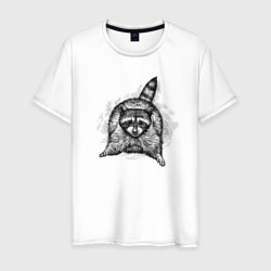 Енот-попрошайка – Мужская футболка хлопок с принтом купить со скидкой в -20%