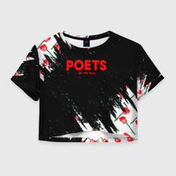 Женская футболка Crop-top 3D Poets of the fall розы лого краски