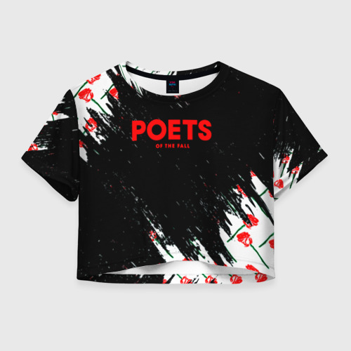 Женская футболка Crop-top 3D Poets of the fall розы лого краски, цвет 3D печать