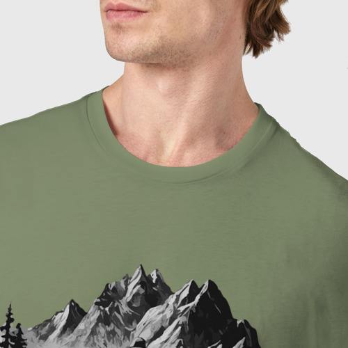 Мужская футболка хлопок Путешествие в горы туризм, цвет авокадо - фото 6