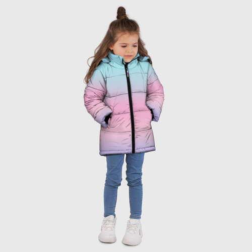 Зимняя куртка для девочек 3D с принтом Холодный голографический градиент, вид сбоку #3