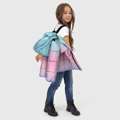 Зимняя куртка для девочек 3D с принтом Холодный голографический градиент, фото #4
