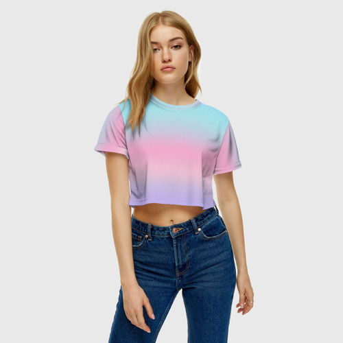 Женская футболка Crop-top 3D Холодный голографический градиент, цвет 3D печать - фото 3