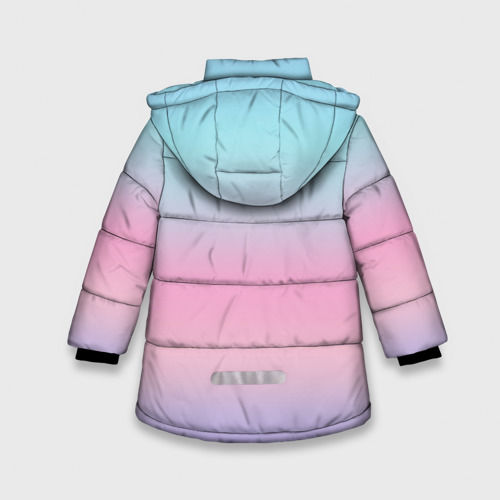 Зимняя куртка для девочек 3D с принтом Холодный голографический градиент, вид сзади #1