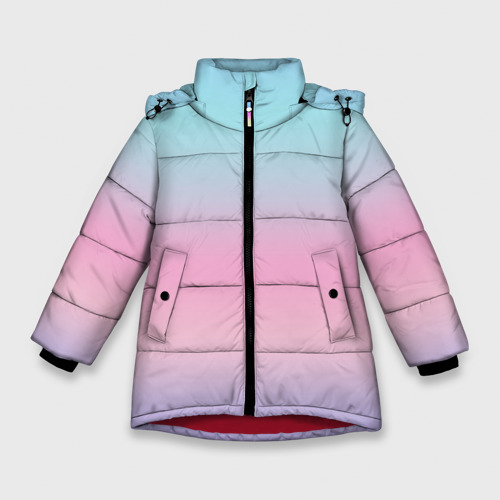 Зимняя куртка для девочек 3D с принтом Холодный голографический градиент, вид спереди #2