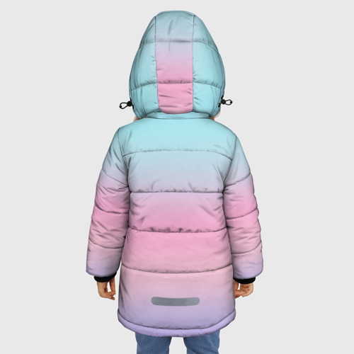 Зимняя куртка для девочек 3D с принтом Холодный голографический градиент, вид сзади #2