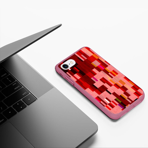 Чехол для iPhone 7/8 матовый с принтом Красный глитч, фото #5