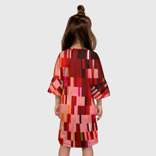 Детское платье 3D с принтом Красный глитч, вид сзади #2