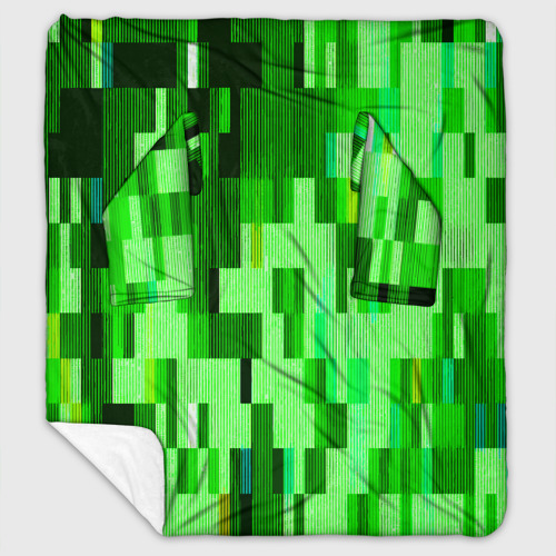 Плед с рукавами с принтом Зелёный глитч, вид спереди #2