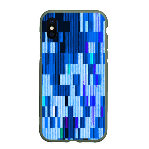 Чехол для iPhone XS Max матовый с принтом Синий глитч, вид спереди #2