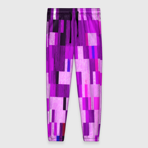 Женские брюки 3D с принтом Розовый глитч, вид спереди #2