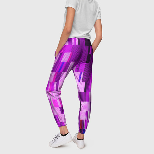 Женские брюки 3D с принтом Розовый глитч, вид сзади #2