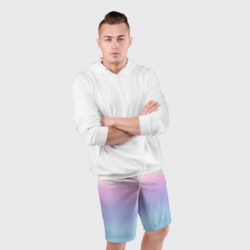 Мужские шорты спортивные с принтом Светлый голографический градиент, фото #4