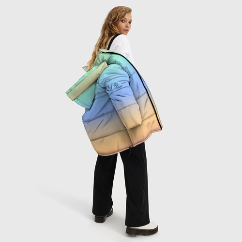 Женская зимняя куртка 3D с принтом Голографический цветной градиент, вид сбоку #3