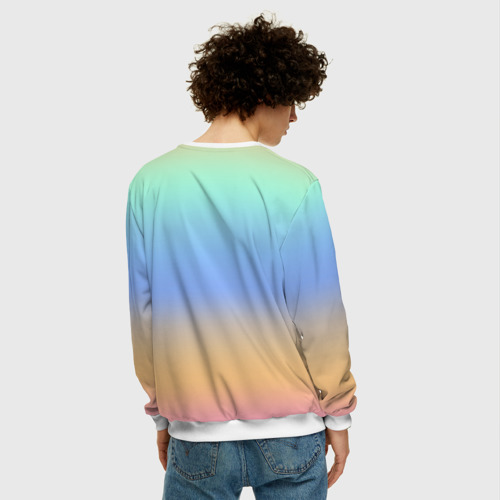 Мужской свитшот 3D Голографический цветной градиент, цвет белый - фото 4