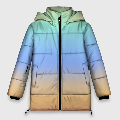 Женская зимняя куртка 3D с принтом Голографический цветной градиент, вид спереди #2