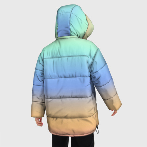 Женская зимняя куртка 3D с принтом Голографический цветной градиент, вид сзади #2