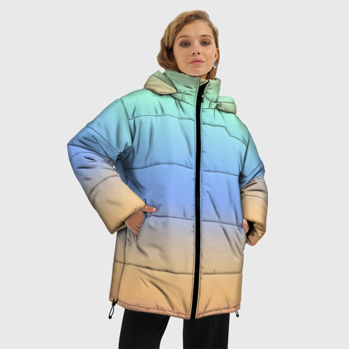 Женская зимняя куртка 3D с принтом Голографический цветной градиент, фото на моделе #1
