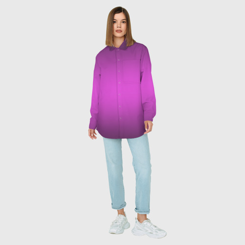 Женская рубашка oversize 3D с принтом Сливовый градиент, вид сбоку #3