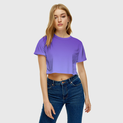 Женская футболка Crop-top 3D Светлый фиолетовый градиент, цвет 3D печать - фото 3