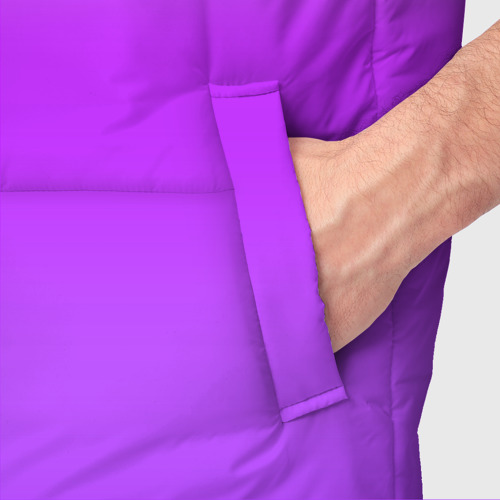 Мужской жилет утепленный 3D Яркий сиреневый градиент, цвет светло-серый - фото 6