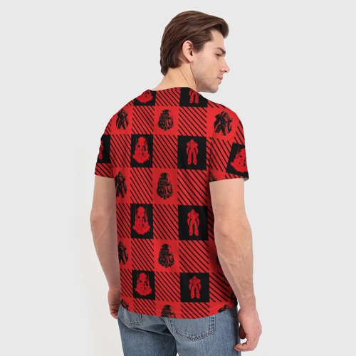 Мужская футболка 3D с принтом Паттерн силовой брони, вид сзади #2