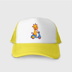 Кепка тракер с сеткой Жираф на мотороллере