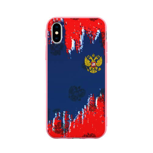 Чехол для iPhone X матовый с принтом Россия спорт краски текстура, вид спереди #2