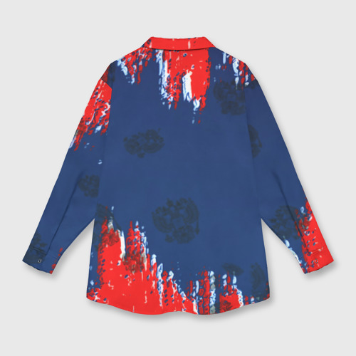 Женская рубашка oversize 3D с принтом Россия спорт краски текстура, вид сзади #1
