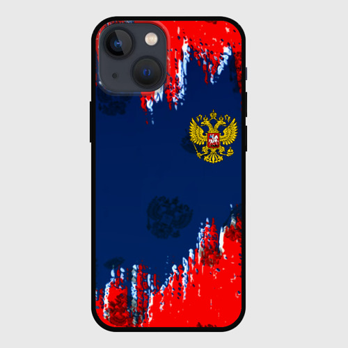 Чехол для iPhone 13 mini с принтом Россия спорт краски текстура, вид спереди #2