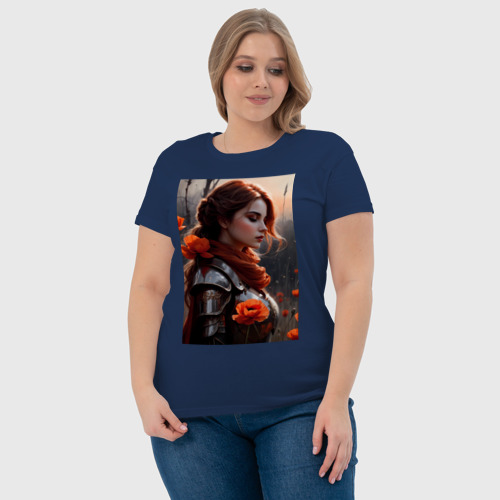 Женская футболка хлопок с принтом Рыжеволосая рыцарь, фото #4