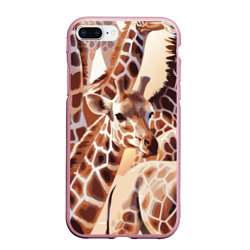 Чехол для iPhone 7Plus/8 Plus матовый Жирафы - африканский паттерн