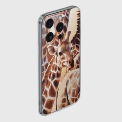 Чехол для iPhone 15 Pro силиконовый с защитой камеры Жирафы - африканский паттерн - фото 2