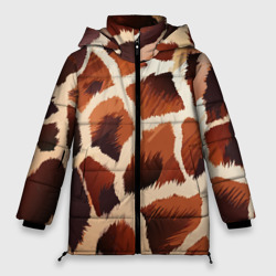 Женская зимняя куртка Oversize Пятнистый мех жирафа