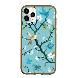 Чехол для iPhone 11 Pro Max матовый Колибри ветка цветущего сада