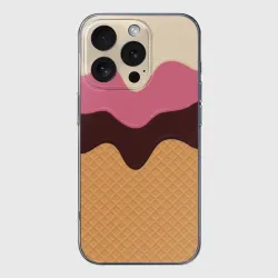 Чехол для iPhone 16 Pro Max силиконовый с защитой камеры Мороженое в вафельном стаканчике