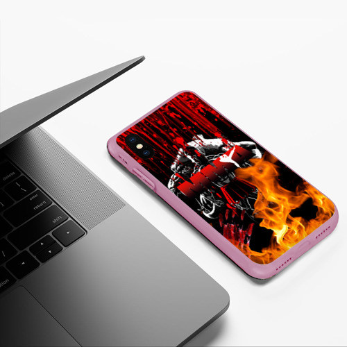 Чехол для iPhone XS Max матовый Спартанец MMA, цвет розовый - фото 5