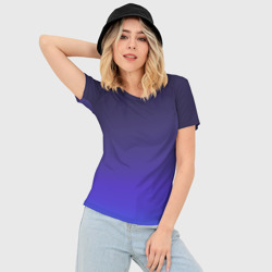 Женская футболка 3D Slim Градиент тёмно фиолетовый синий  - фото 2