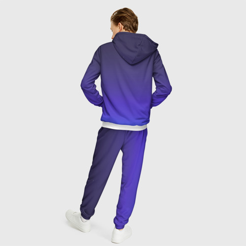Мужской 3D костюм с принтом Градиент тёмно фиолетовый синий, вид сзади #2