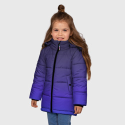 Зимняя куртка для девочек 3D Градиент тёмно фиолетовый синий  - фото 2