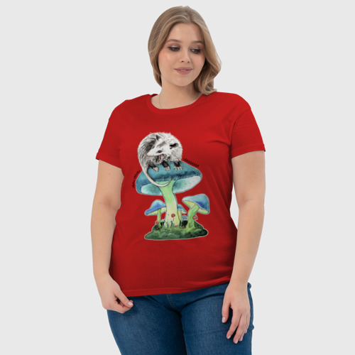 Женская футболка хлопок Опоссум , цвет красный - фото 6