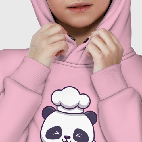 Детское худи Oversize хлопок Панда поварёнок, цвет светло-розовый - фото 7